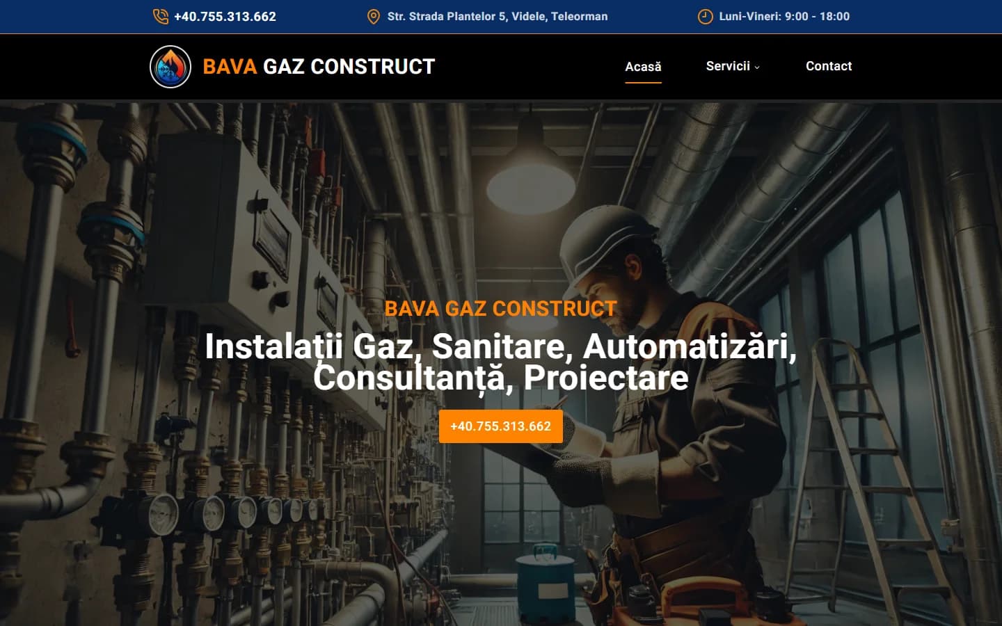 Captură a proiectului BAVA GAZ CONSTRUCT pe desktop