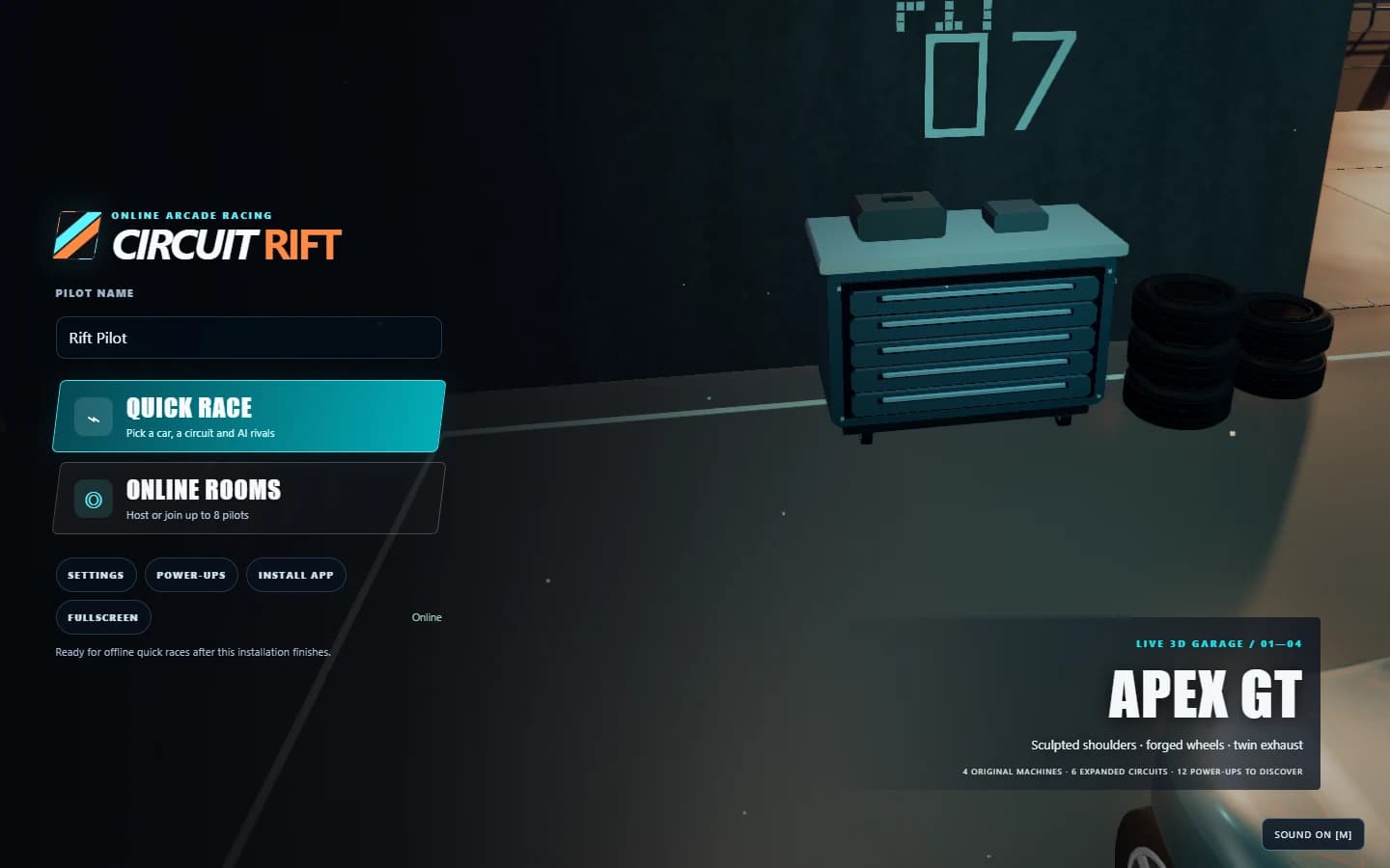 Screenshot of the Circuit Rift project on desktop