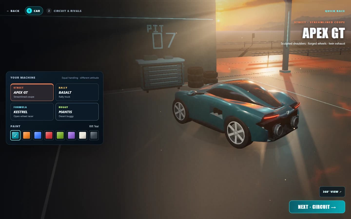 Circuit Rift — Set up Quick Race