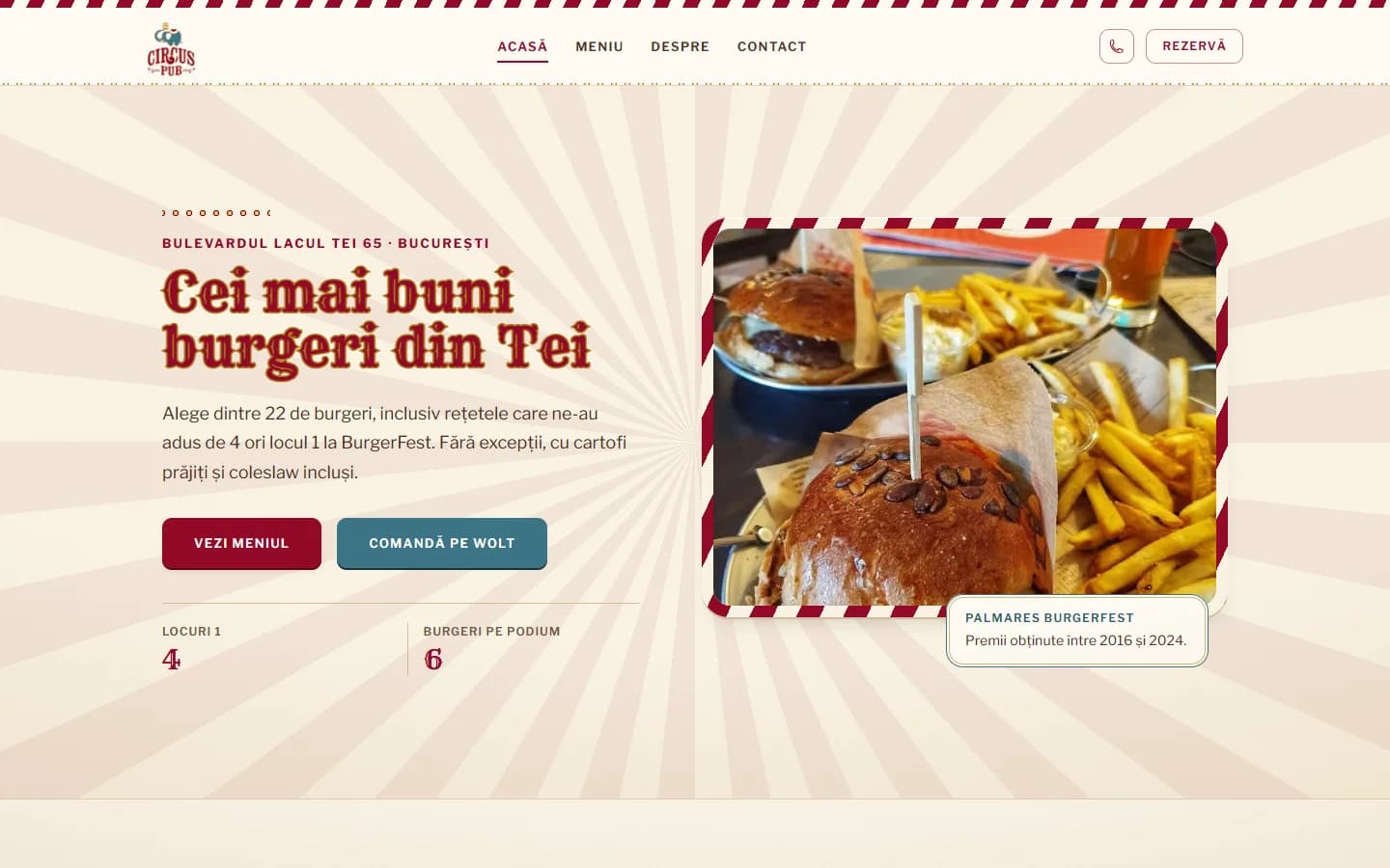 Screenshot of the Circus Pub project on desktop