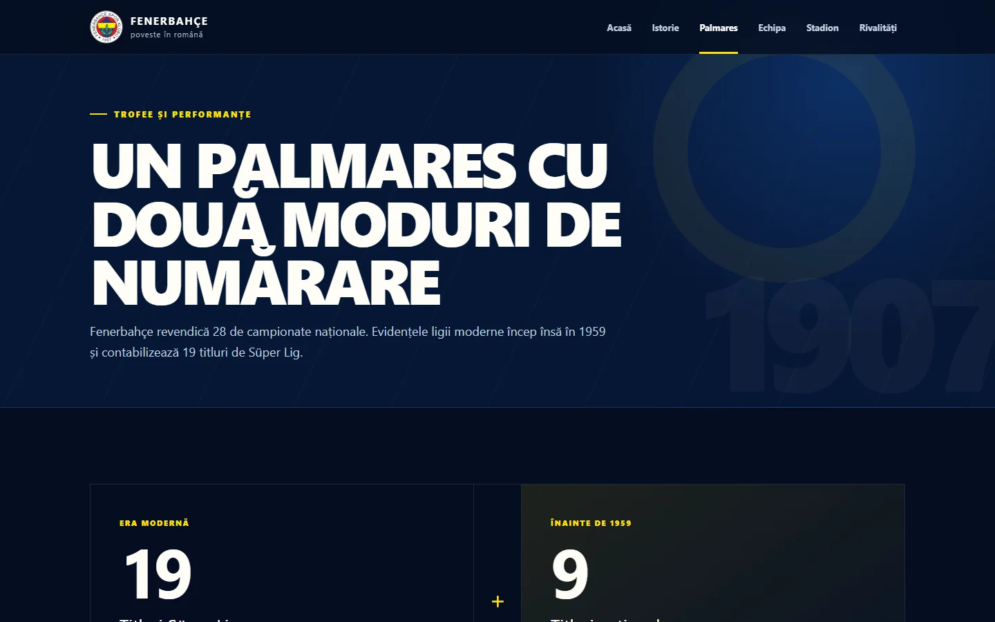 Pagina neoficială despre palmaresul Fenerbahçe și numărarea titlurilor