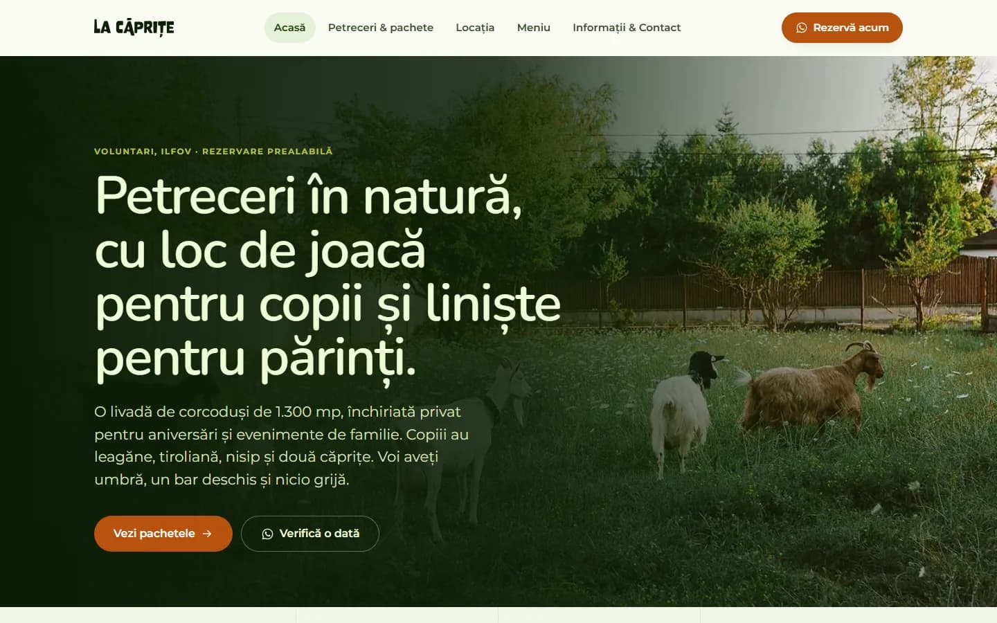 Screenshot of the La Căprițe project on desktop