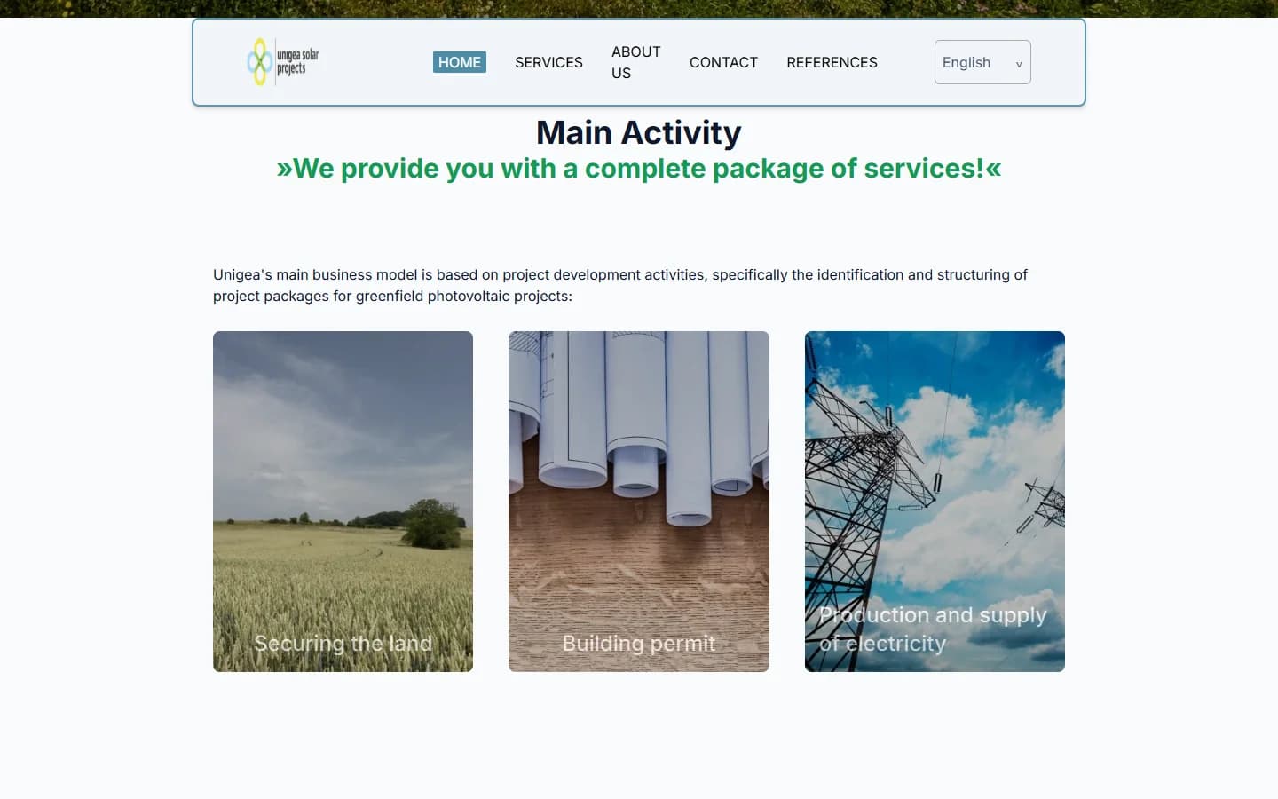 Screenshot of the Unigea project on desktop