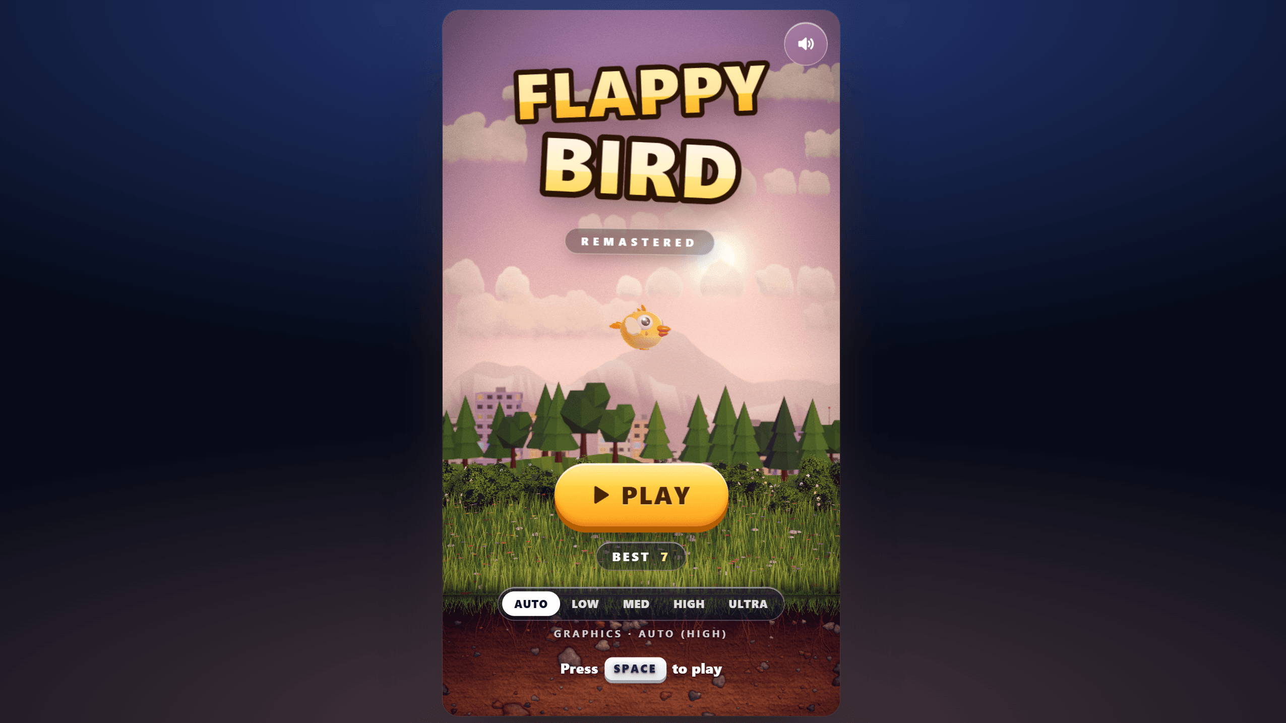 Captură de ecran a site-ului Flappy Bird — Jocuri/Aplicații, realizat de Myriad Tech