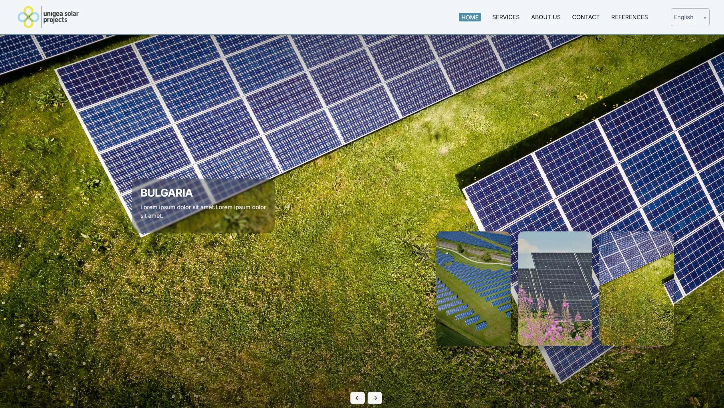 Captură de ecran a site-ului Unigea — Site de prezentare, realizat de Myriad Tech